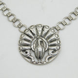 Coro Norseland Sterling Silver Peacock Statement Necklace Antique c1940s
