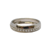 Sterling Silver & Crystal Set Band Ring Vintage c1970 Size Q UK
