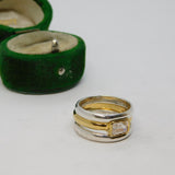 Sterling Silver & Gilt Crystal Set Triple Stacking Ring Vintage c1970 Size N