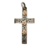 Victorian Aesthetic Movement Gold & Sterling Silver Cross Pendant Antique 1898