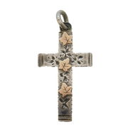 Victorian Aesthetic Movement Gold & Sterling Silver Cross Pendant Antique 1898