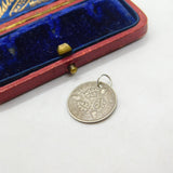 Sterling Silver King George V Lucky Threepence Charm Pendant Antique 1935