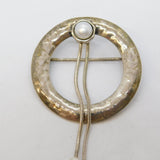 Studio Jewellery Sterling Silver & Pearl Set Circular Drop Brooch Vintage