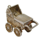 Sterling Silver Baby in the Pram Charm Pendant Vintage c1970
