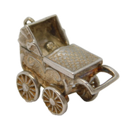 Sterling Silver Baby in the Pram Charm Pendant Vintage c1970