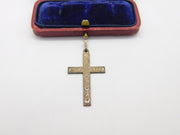 Sterling Silver Swirl Patterned Crucifix Charm Pendant Vintage c1970