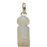 Sterling Silver Moonstone Round & Oblong Studio Charm Pendant Vintage c1970s