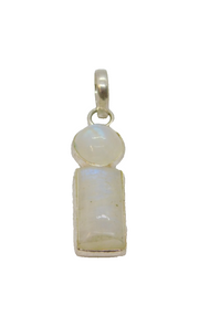 Sterling Silver Moonstone Round & Oblong Studio Charm Pendant Vintage c1970s