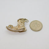 Sterling Silver Opening Boot With Man & Dog Inside Charm Pendant Vintage c1970s