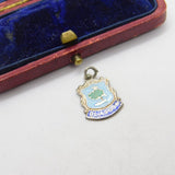 Sterling Silver and Coloured Enamel Travel Shield 'Glasgow' Charm Vintage c1970