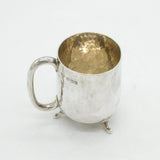 Arts & Crafts Sterling Silver Planished Christening Mug Antique 1907 London