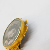 Edwardian 9ct Yellow Gold Double Locket Portrait Brooch Pin Antique c1910