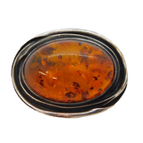 Sterling Silver Mounted Baltic Amber Dress Brooch Vintage c1970s
