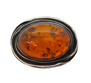 Sterling Silver Mounted Baltic Amber Dress Brooch Vintage c1970s