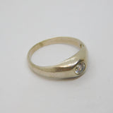 Sterling Silver White Topaz Brushed Band Studio Ring Vintage c1970 Size N 1/2