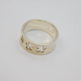 Sterling Silver Triple Cut Out Flowers Dress Band Ring Modern c2000 Size R