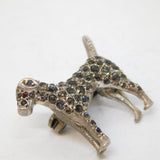 Victorian Sterling Silver & Black-Dot Paste Set Hound Brooch Antique c1880s