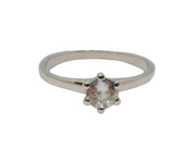Sterling Silver White Sapphire Solitaire Dress Ring Vintage c1970 Size R 1/2