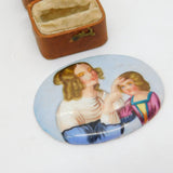 Victorian Hand Painted Porcelain Mother & Child Plaque Antique c1860