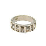 Sterling Silver 7 Emerald Cut Spinel Half Eternity Ring Modern c1990 Size N 1/2