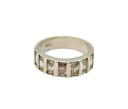 Sterling Silver 7 Emerald Cut Spinel Half Eternity Ring Modern c1990 Size N 1/2