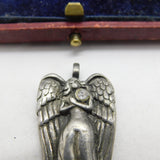 Sterling Silver & Paste Set Angel Fob Pendant possibly WW1 Antique