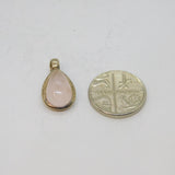 Sterling Silver Rose Quartz Peardrop Charm Pendant Vintage c1970