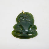 20th Century 9ct Gold & Nephrite Jade Maori Tiki Pendant Antique c1930s