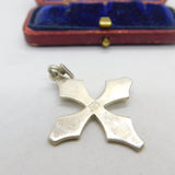 Sterling Silver & Red Enamel Set Cross Pendant Vintage 1990 Sheffield