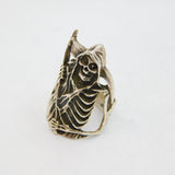 Sterling Silver Grim Reaper Biker Chunky Studio Ring Modern c1990 Size L 1/2