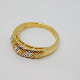 Gold On Sterling Silver Moissanite Patterned Dress Ring Vintage c1990 Size Q