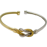 Sterling Silver & Gilt Two-Tone Infinity Knot Cuff Bangle Bracelet Modern c2000s