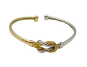 Sterling Silver & Gilt Two-Tone Infinity Knot Cuff Bangle Bracelet Modern c2000s