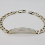 Sterling Silver Curb Link ID Chain Bracelet Vintage c1970s 8.2" Length