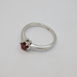 Sterling Silver Round Garnet Solitaire Dress Ring Vintage c1990 Size N 1/2
