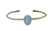 Sterling Silver Oval Synthetic Opal Cabochon Open Bangle Vintage c1970