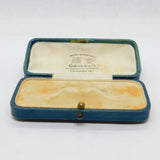 Victorian Blue Tooled Leather Jewellery Brooch Box Antique c1890s