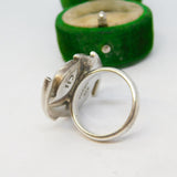 Mexican Sterling Silver & Milky Quartz Statement Ring Vintage c1980 Birmingham