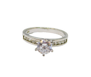 Sterling Silver 11 Sparkling CZ Engagement/Dress Ring Modern c2010 Size O 1/2
