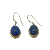 Pair of Sterling Silver Cabochon Sodalite Hook Drop Earrings Vintage c1970