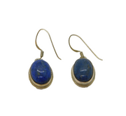 Pair of Sterling Silver Cabochon Sodalite Hook Drop Earrings Vintage c1970