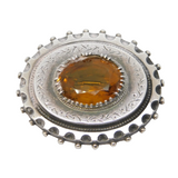 Victorian Sterling Silver & Citrine Sweetheart Brooch Antique c1860 Kitemark