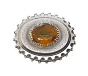 Victorian Sterling Silver & Citrine Sweetheart Brooch Antique c1860 Kitemark
