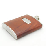 Stainless Stell & Leather 175ml Hip Flask Vintage English Made c2000