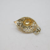 Sterling Silver Lucky Ladybird On Cutwork Leaf Charm Pendant Vintage c1970s