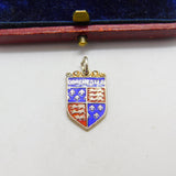 Sterling Silver and Enamel Dorchester Travel Shield Charm Pendant Vintage c1970