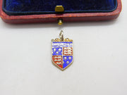 Sterling Silver and Enamel Dorchester Travel Shield Charm Pendant Vintage c1970