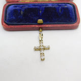 Sterling Silver Gilt Diamond Paste Set Cross Charm Pendant Vintage c1970