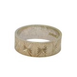 Sterling Silver Starburst Pattern Etched Band Wedding Ring Vintage 1979 Size L