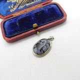 Sterling Silver and Polished Rock Gem Charm Pendant Vintage c1970
